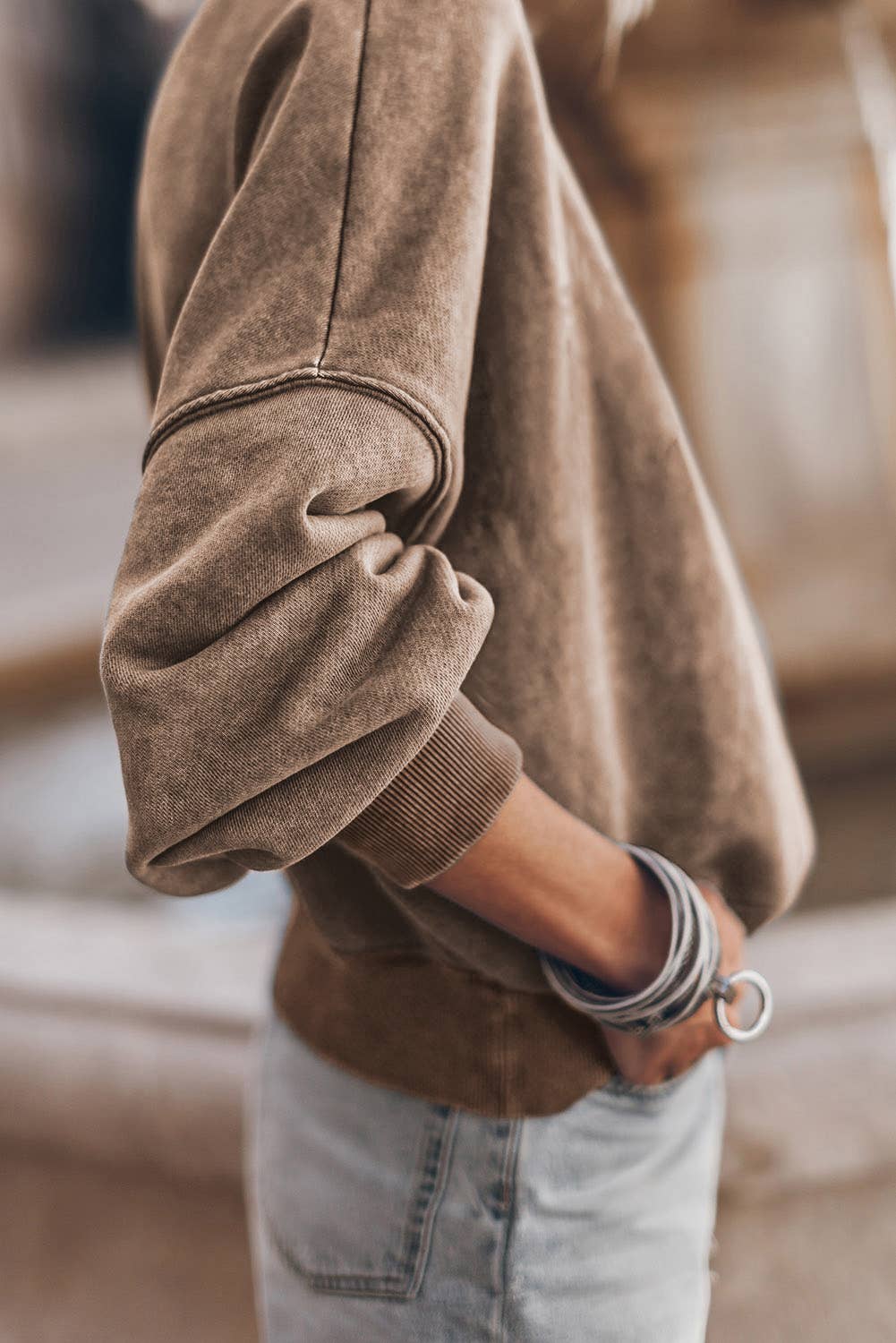 Solid Color Sweatshirt: Brown
