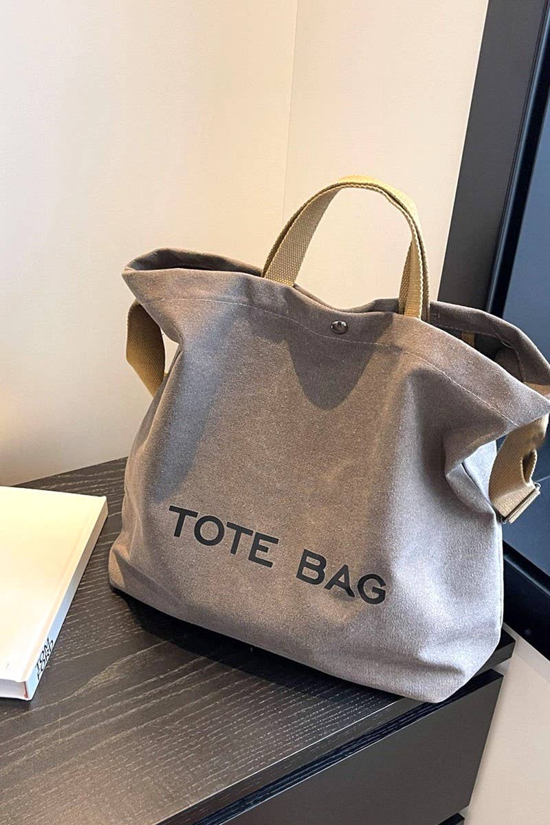 Canvas Shoulder Tote Bag: CHARCOAL