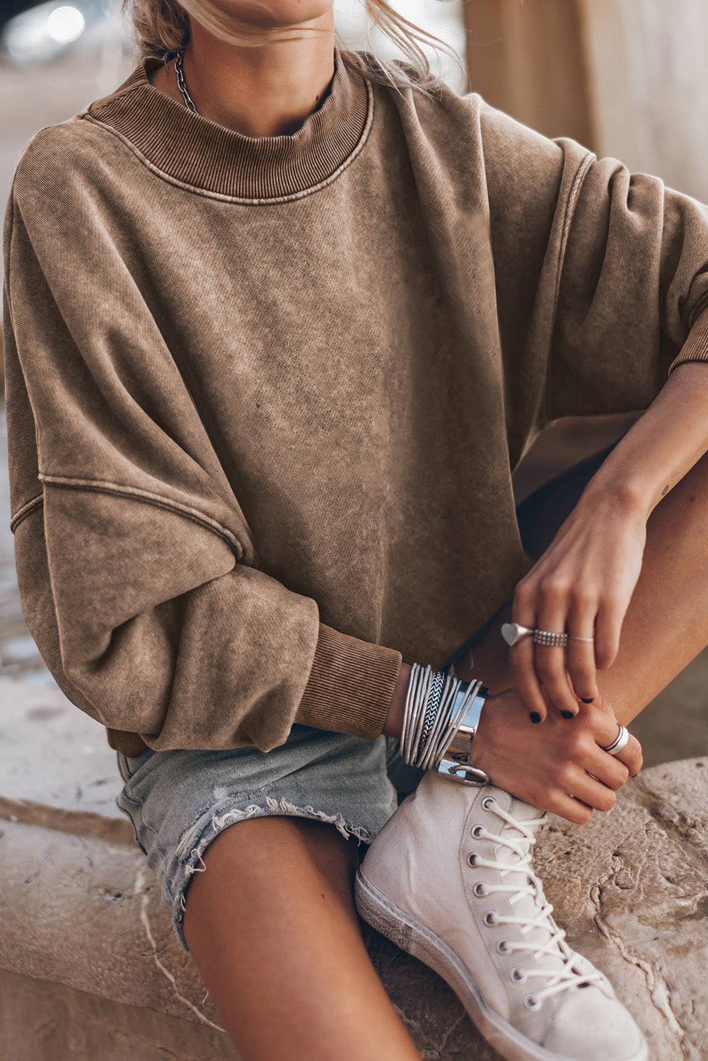 Solid Color Sweatshirt: Brown
