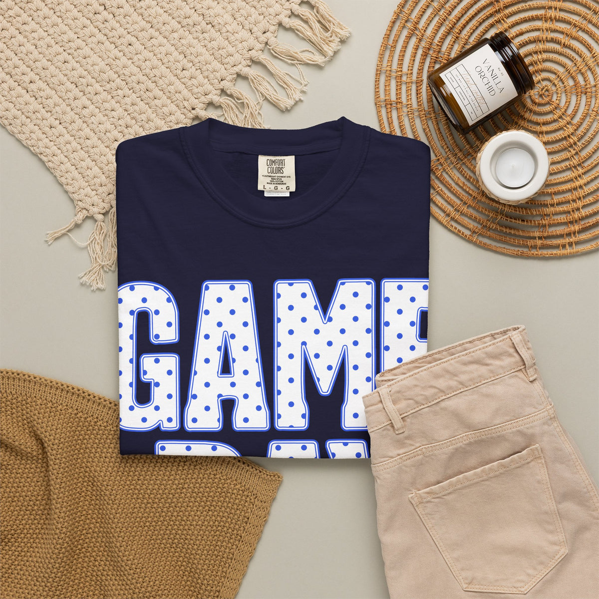 Game Day T-Shirt — Polka Dot Retro Lettering