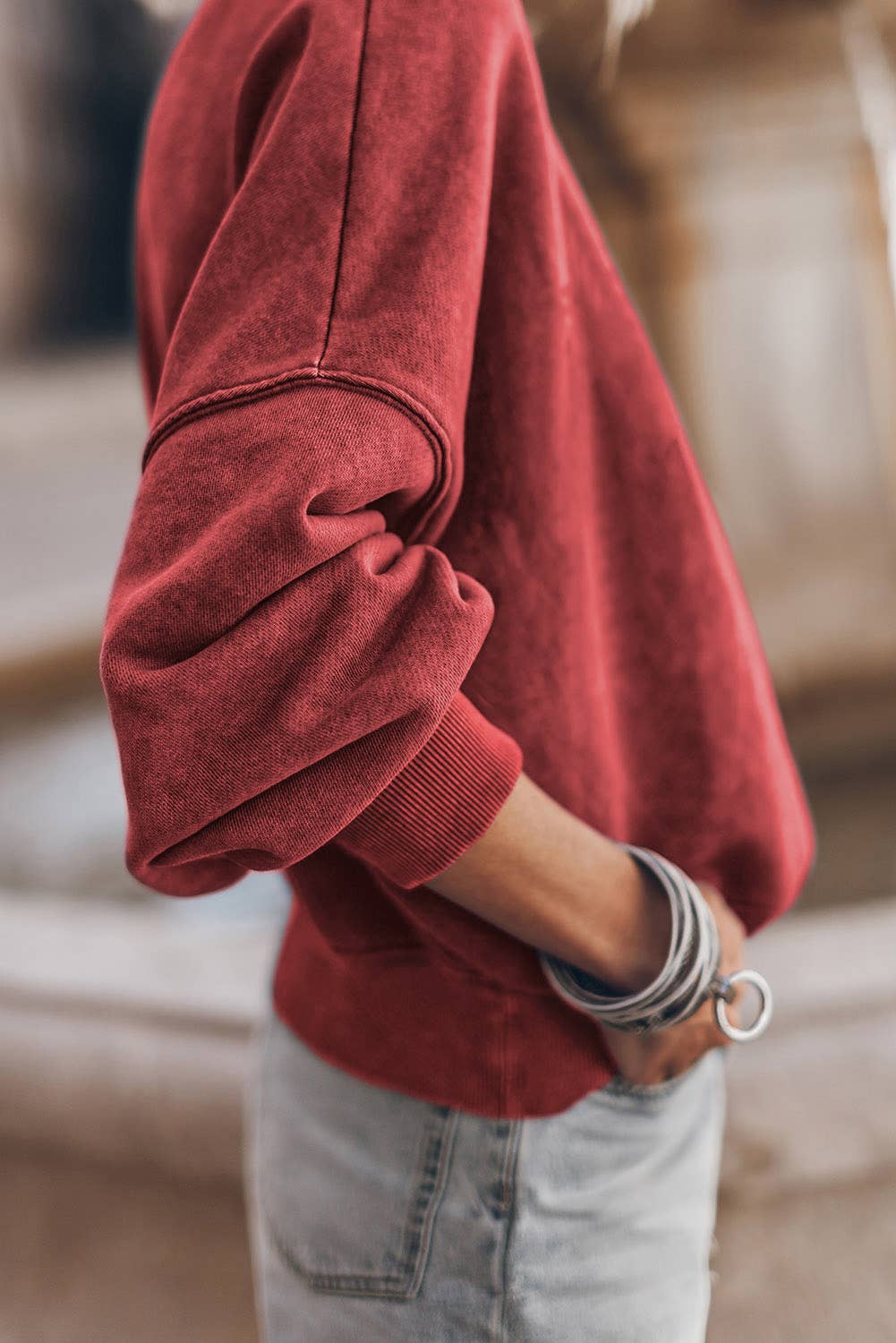 Solid Color Sweatshirt: Red