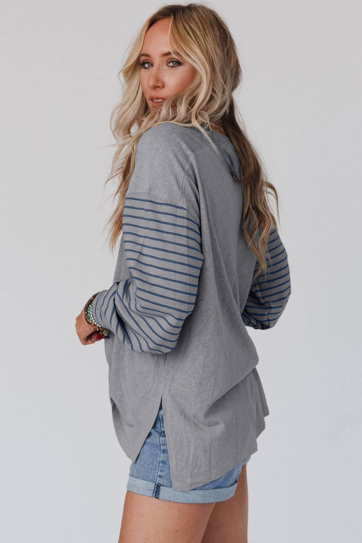 Bishop Sleeve Top: Grey