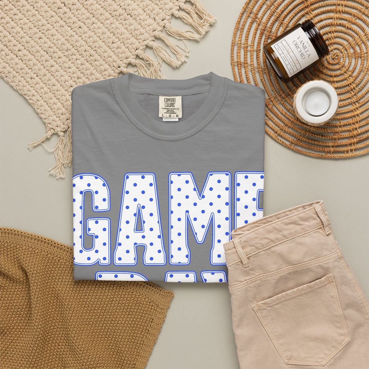 Game Day T-Shirt — Polka Dot Retro Lettering