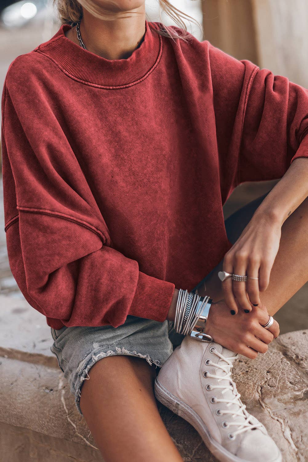 Solid Color Sweatshirt: Red