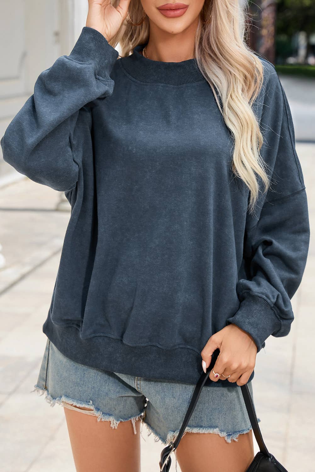 Solid Color Sweatshirt: Blue
